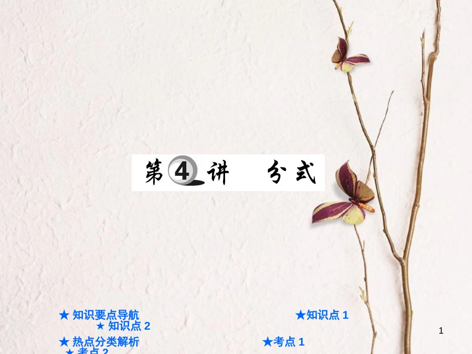 中考数学总复习 第一部分 基础知识复习 第1章 数与式 第4讲 分式课件_第1页