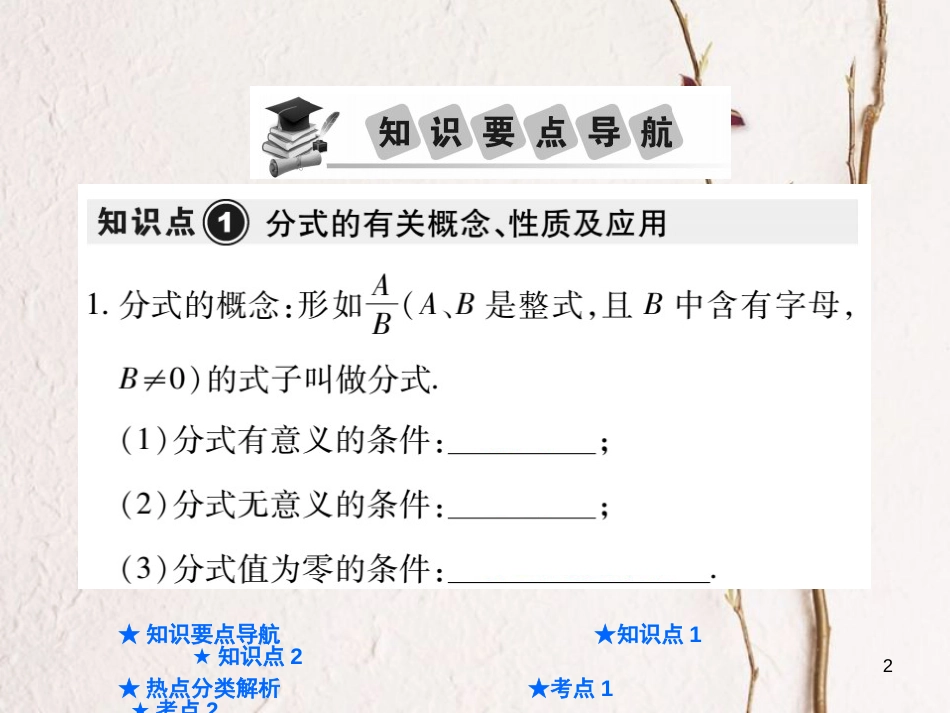 中考数学总复习 第一部分 基础知识复习 第1章 数与式 第4讲 分式课件_第2页