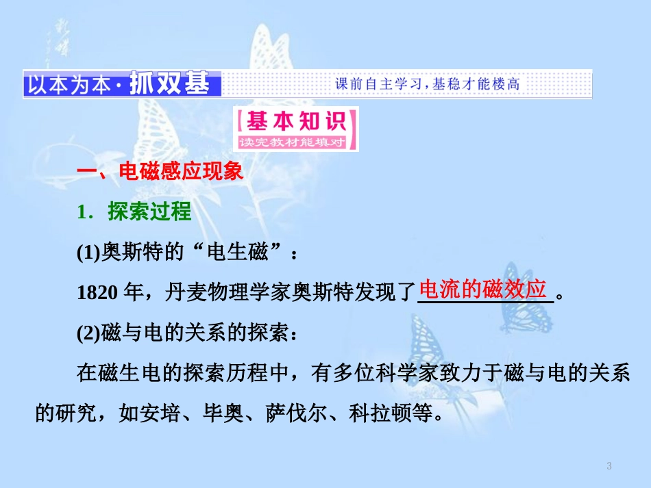 高中物理 第一章 电磁感应 第1、2节 电磁感应的发现 感应电流产生的条件课件 教科版选修3-2_第3页