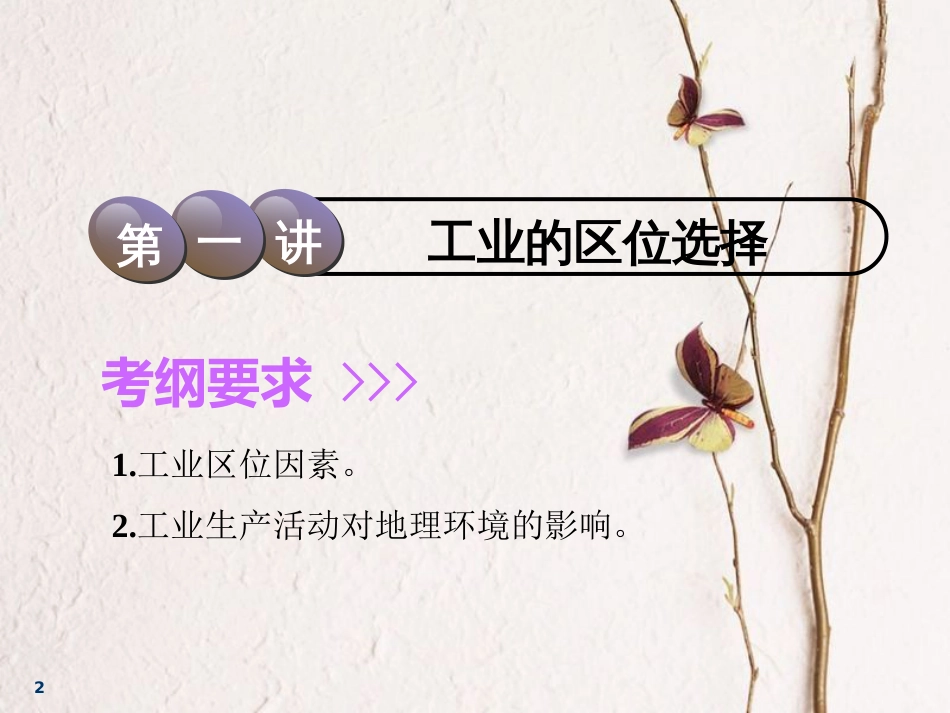 2019届高考地理一轮复习 第九章 工业地域的形成与发展 第一讲 工业的区位选择课件_第2页