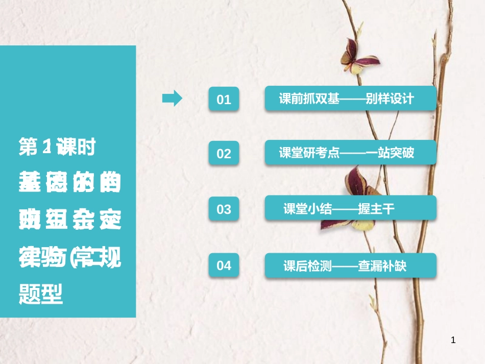 （全国通用版）2019版高考生物一轮复习 第2部分 遗传与进化 第一单元 遗传的基本规律与伴性遗传 第2讲 第1课时 基因的自由组合定律与常规题型课件_第1页