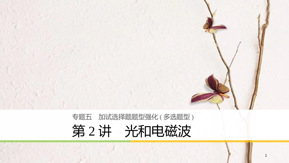 （浙江选考）版高考物理二轮复习 专题五 加试选择题题型强化（多选题型）第2讲 光和电磁波课件_第1页