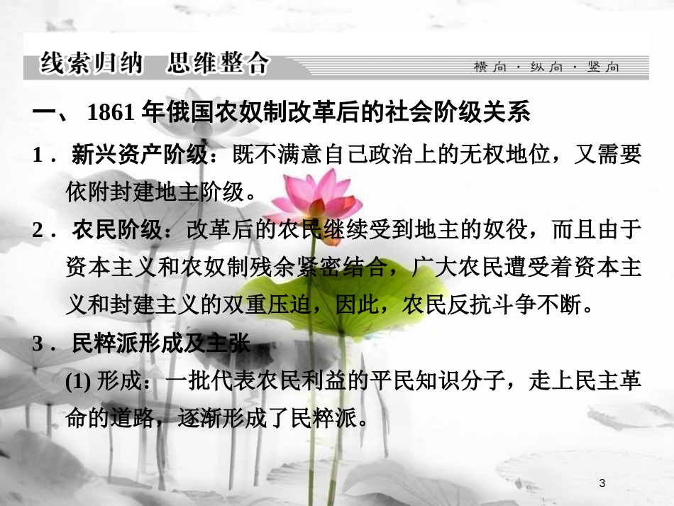 高中历史 第7单元 1861年俄国农奴制改革单元总结课件 新人教版选修1_第3页