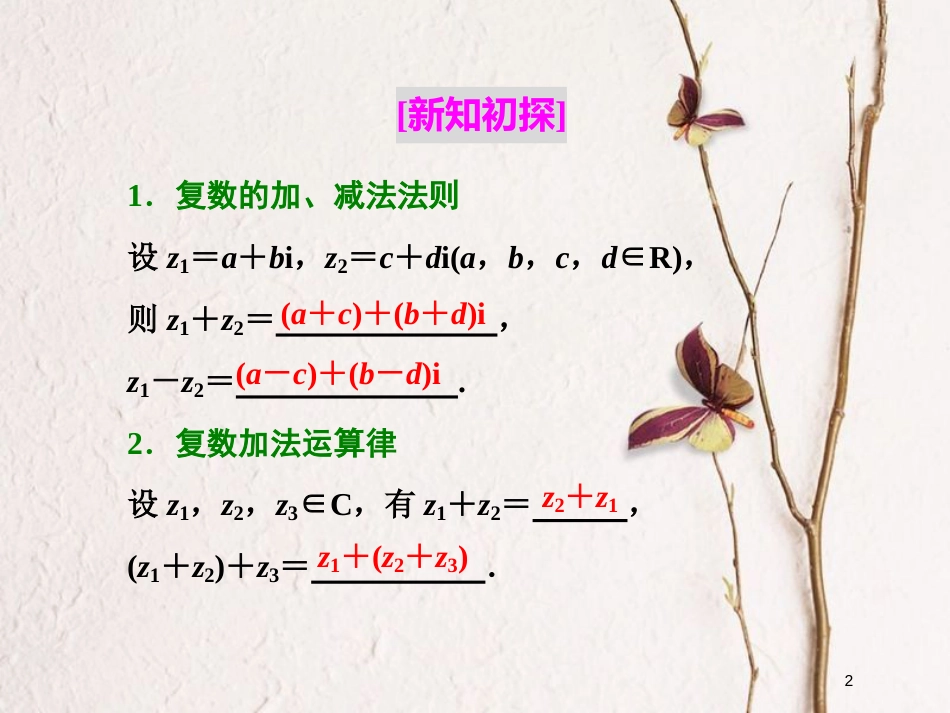 高中数学 第三章 数系的扩充与复数的引入 3.2 复数代数形式的四则运算 3.2.1 复数代数形式的加、减运算及其几何意义_第2页