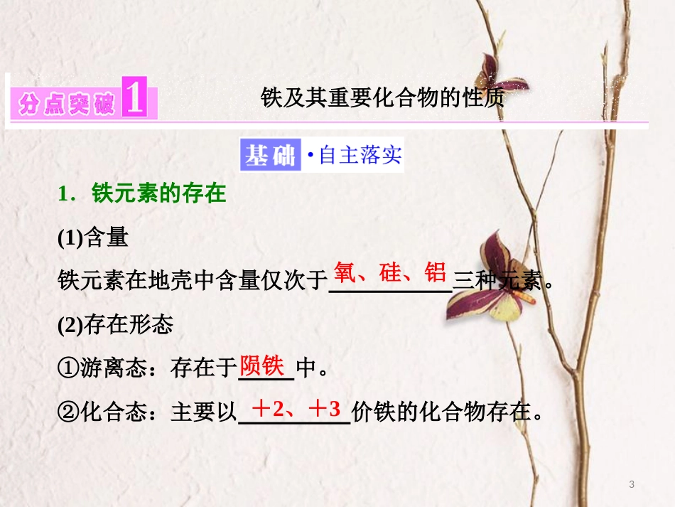 高中化学 第2章 元素与物质世界 第3节 氧化剂和还原剂（第3课时）探究铁及其化合物的氧化性或还原性课件 鲁科版必修1_第3页