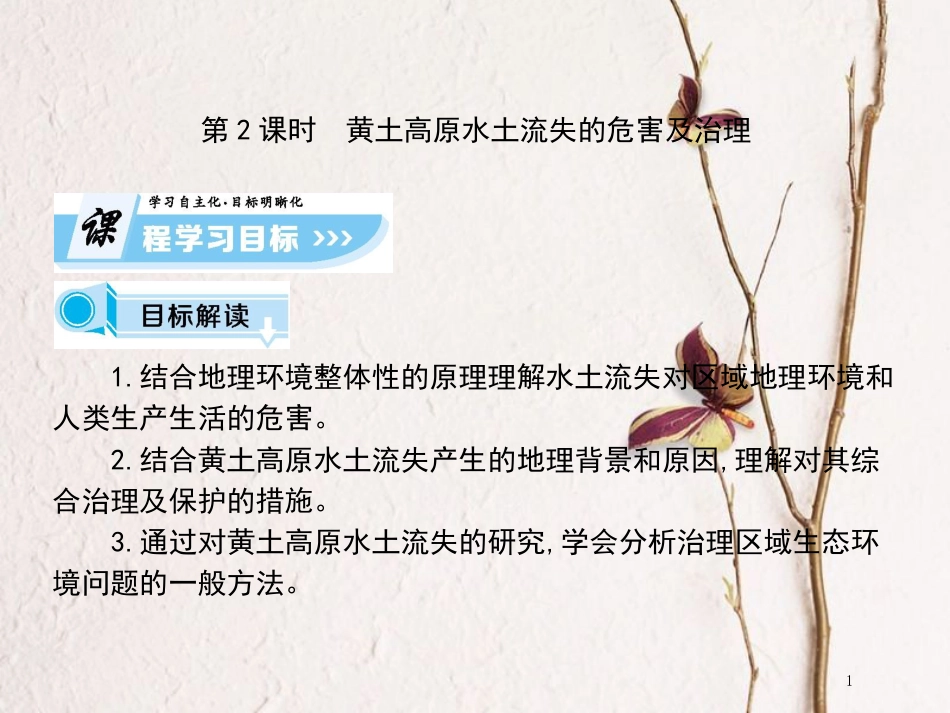 高中地理 第二章 区域可持续发展 第1节 中国黄土高原水土流失的治理（第2课时）课件 中图版必修3_第1页