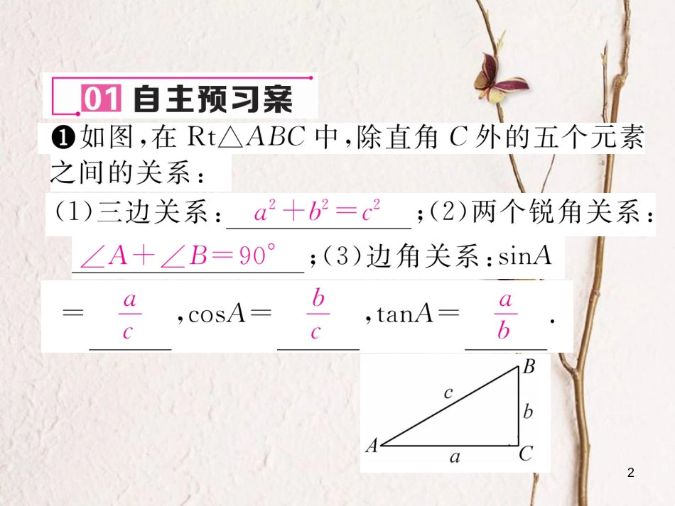 九年级数学下册 第28章 锐角三角函数 28.2.1 解直角三角形作业课件 （新版）新人教版_第2页