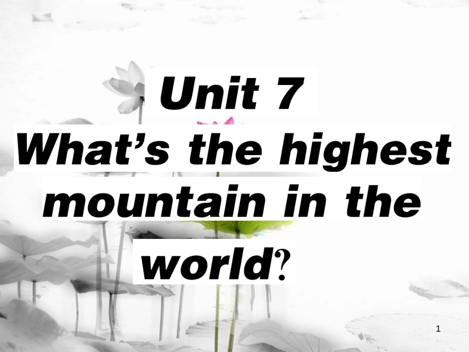 年春八年级英语下册 Unit 7 What’s the highest mountain in the world（第1课时）习题课件 （新版）人教新目标版_第1页
