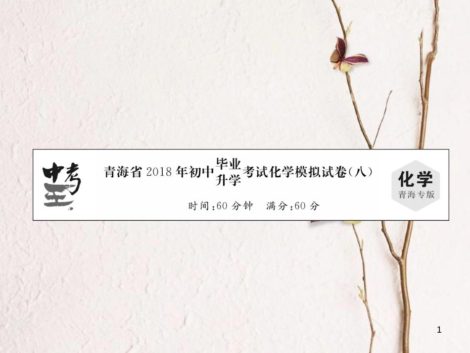 （青海专版）中考化学复习 毕业升学考试模拟试卷(八)课件_第1页