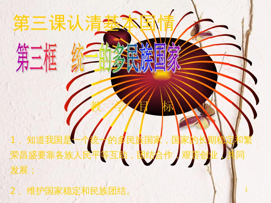 九年级政治全册 第二单元 了解祖国 爱我中华 第三课 认清基本国情 第三框 统一的多民族国家课件 新人教版_第1页