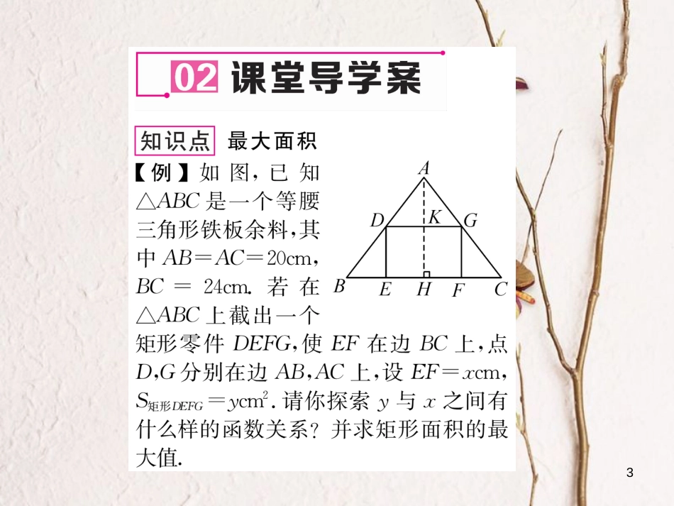 九年级数学下册 第2章 二次函数 4 二次函数的应用（第1课时）几何问题的应用作业课件 （新版）北师大版_第3页