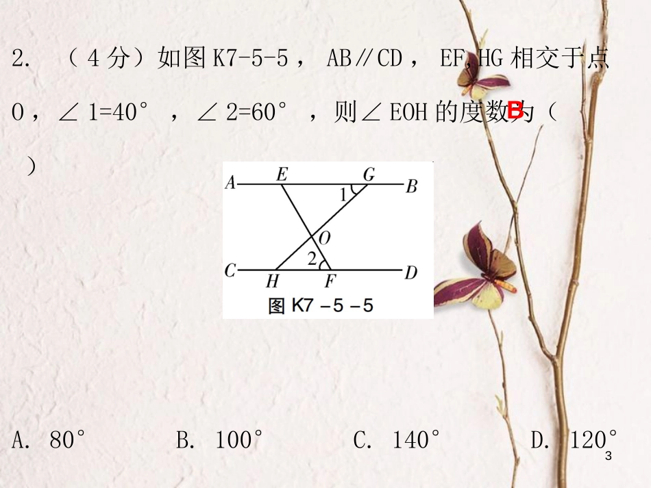 八年级数学上册 第七章 平行线的证明 5 三角形的内角和定理 第2课时 三角形内角和定理（二）（课堂十分钟）课件 （新版）北师大版_第3页