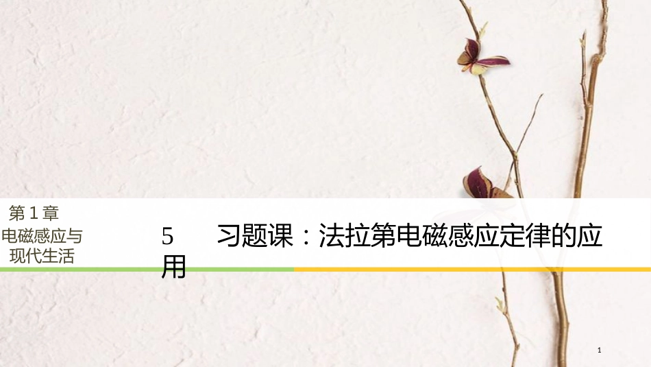 高中物理 第1章 电磁感应与现代社会 学案5 习题课：法拉第电磁感应定律的应用同步备课课件 沪科版选修3-2_第1页