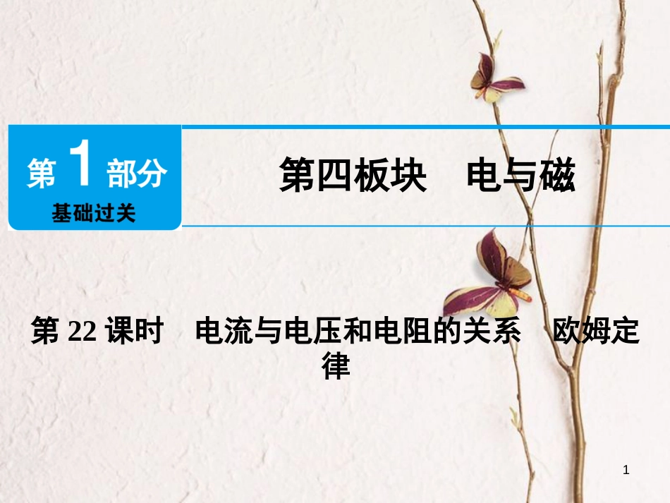 江西省2018届中考物理 第22课时 电流与电压和电阻的关系 欧姆定律课件_第1页