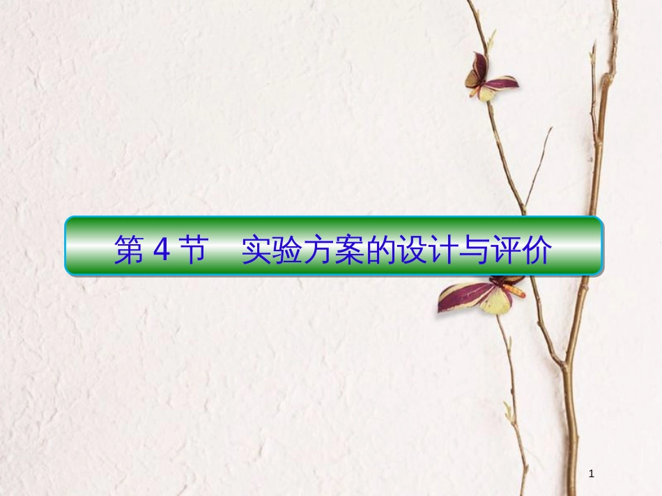 2019届高考化学一轮复习 第十章 从实验学化学 第4节 实验方案的设计与评价课件_第1页