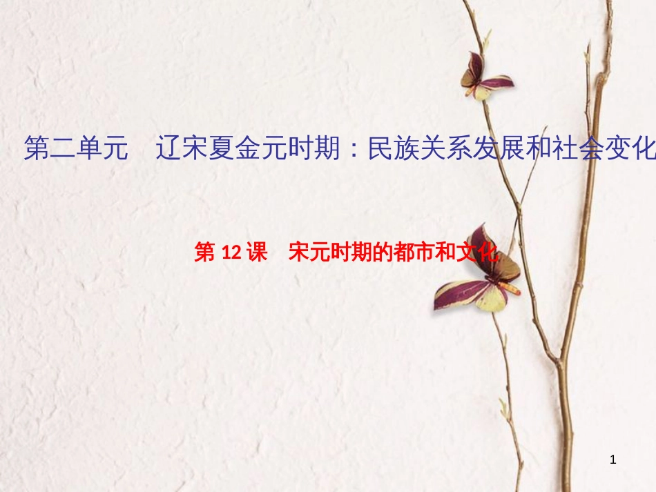 七年级历史下册 第二单元 辽宋夏金元时期：民族关系发展和社会变化 第12课 宋元时期的都市和文化作业课件 新人教版_第1页