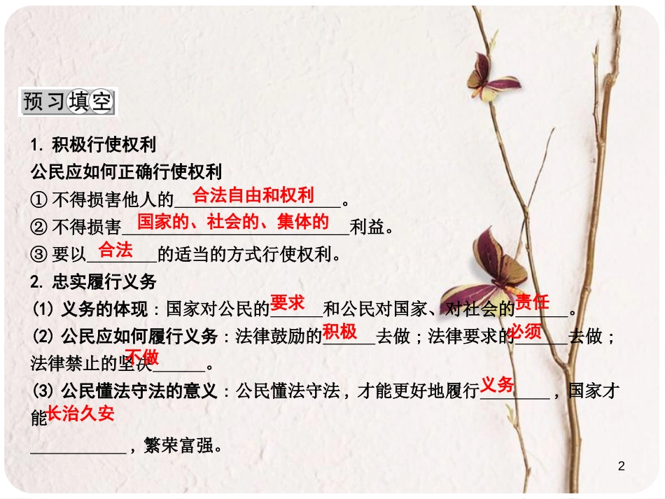 八年级政治下册 第五单元 我是中国公民 5.2 公民的权利和义务（第2课时积极行使权利 忠实履行义务）课件 粤教版_第2页