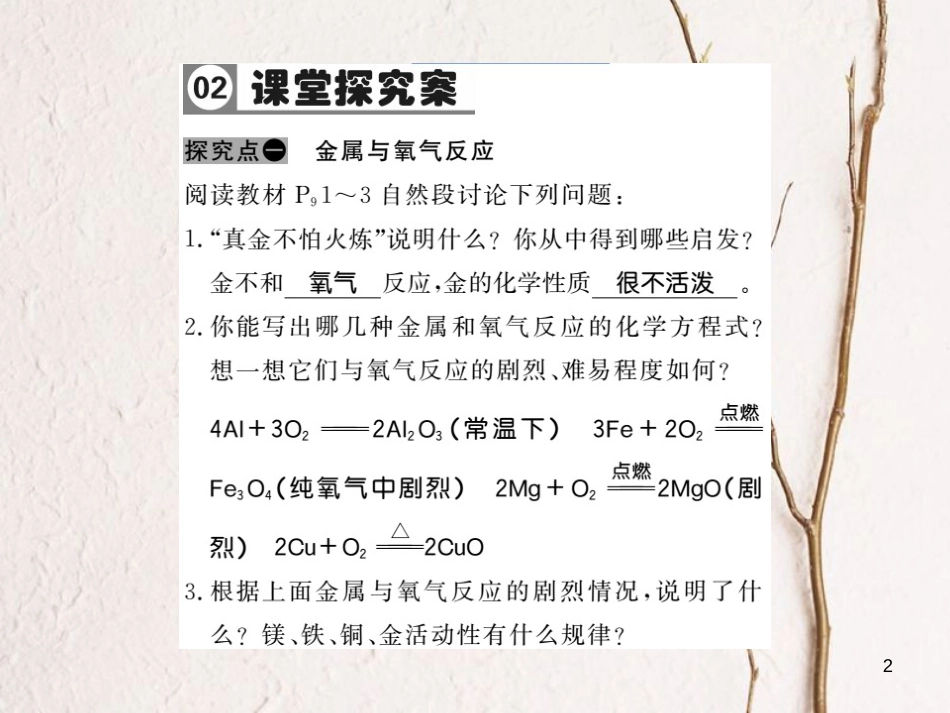 九年级化学下册 8 金属和金属材料 8.2 金属的化学性质习题课件 （新版）新人教版_第2页