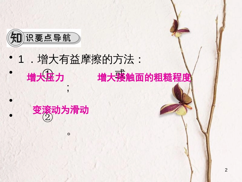 学年八年级物理全册 第六章 第五节 科学探究：摩擦力（第2课时 增大摩擦和减小摩擦）课件 （新版）沪科版_第2页