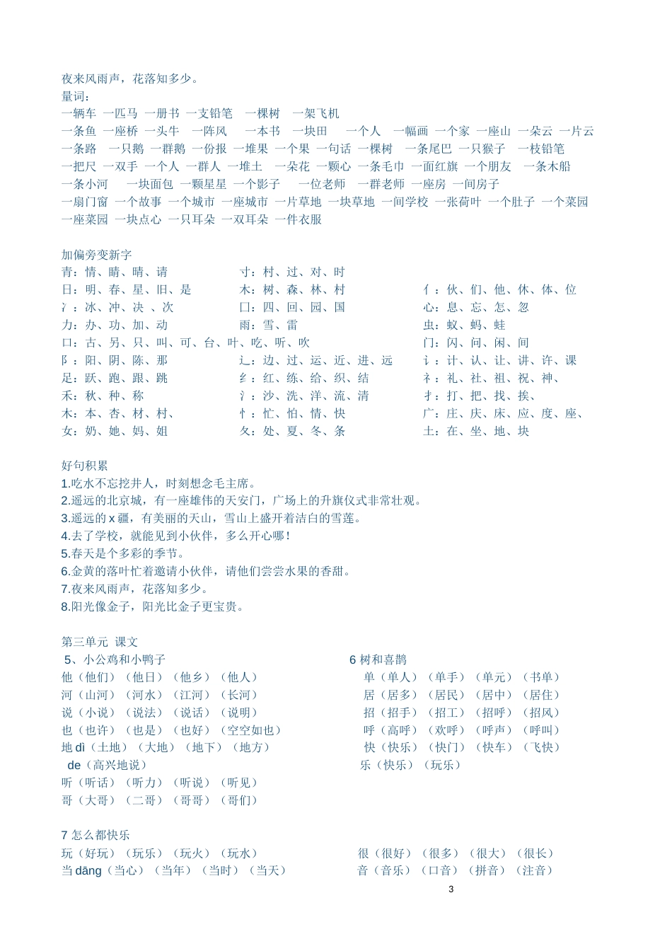 部编版218一年级下册知识点汇总[共15页]_第3页