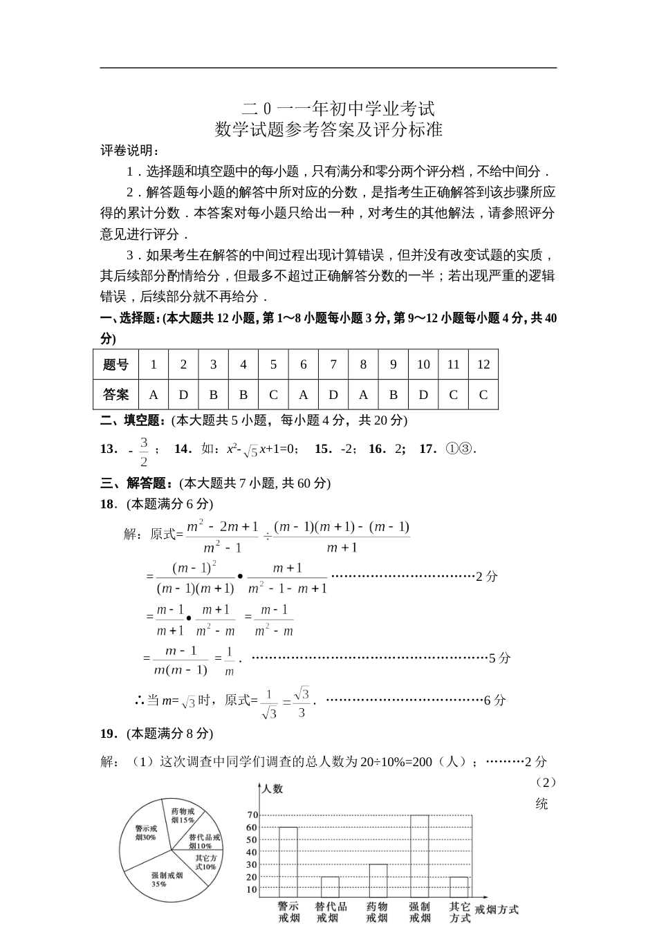 山东省日照市初中学业考试数学试题参考答案[共4页]_第1页