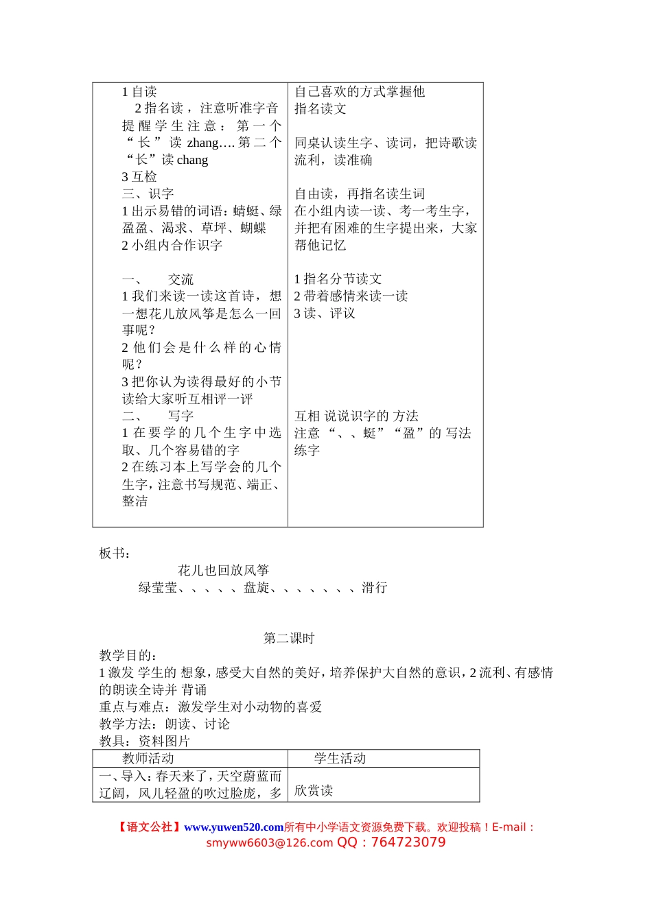 北师大三年级语文下册第四单元表格式教学计划[11页]_第2页