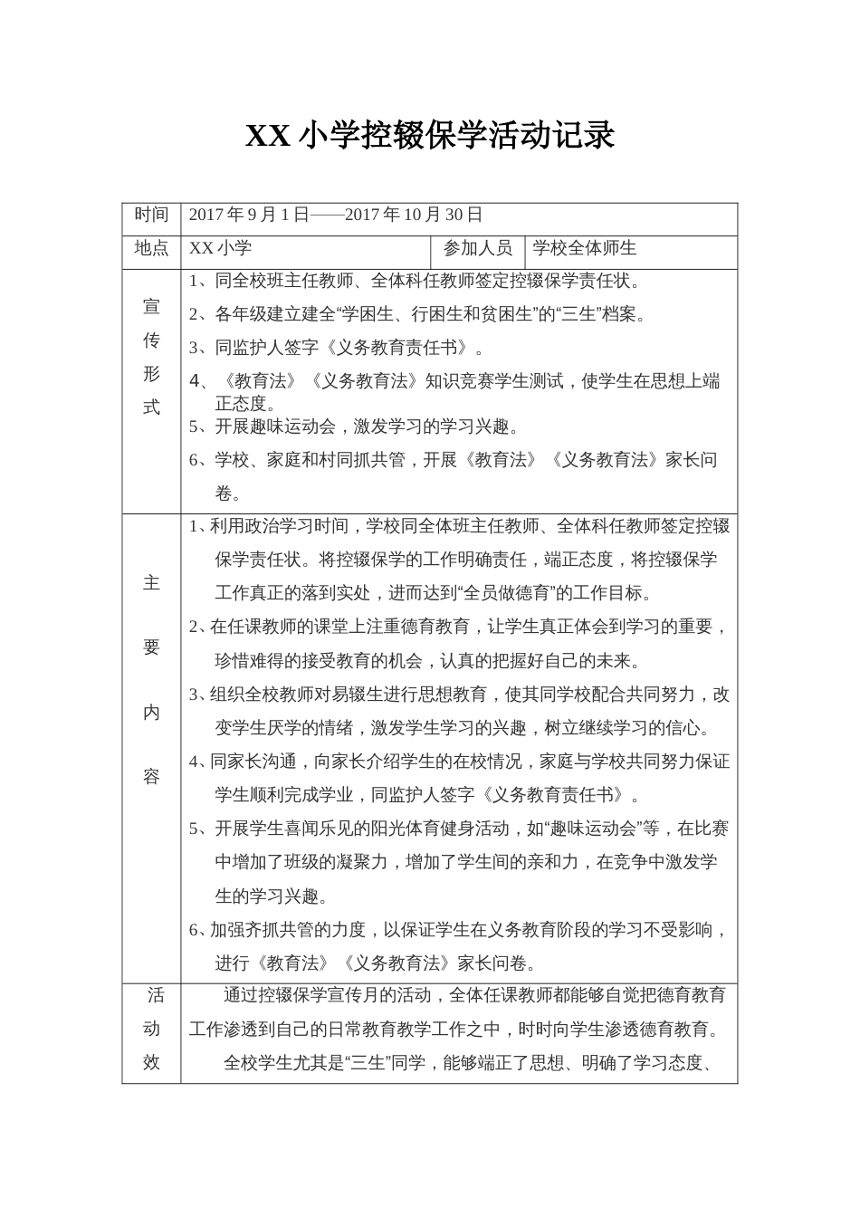 XX小学控辍保学活动记录[共3页]_第1页