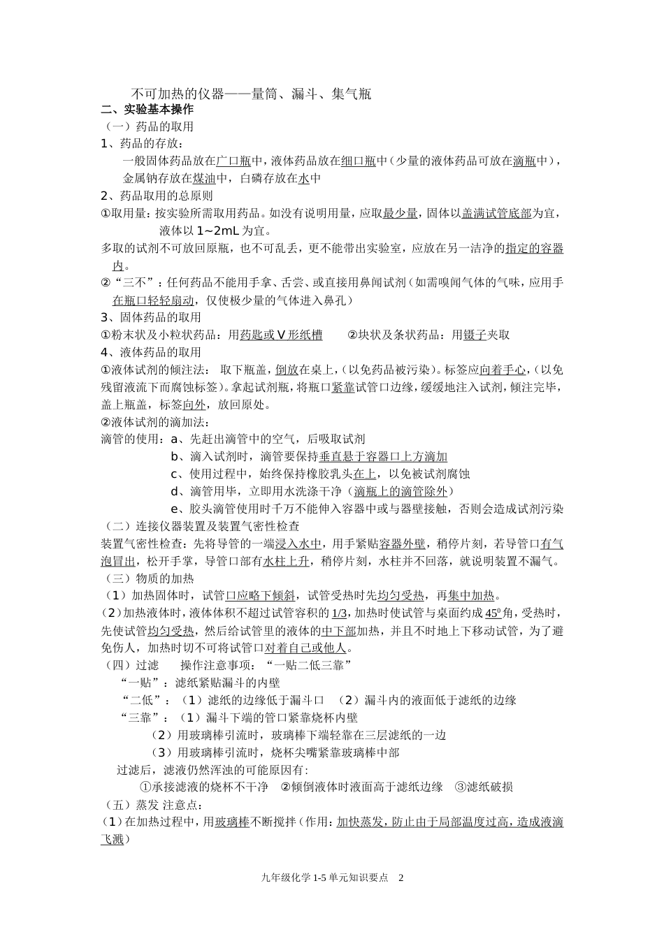 九年级化学知识要点（15单元）_第2页