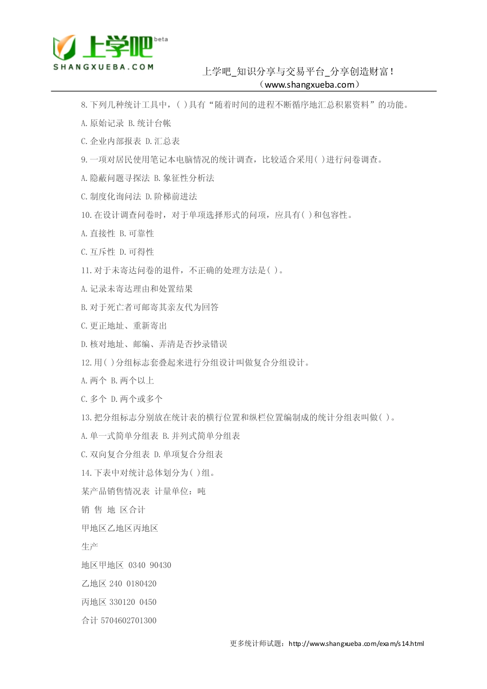 初级统计师专业知识与实务真题[共13页]_第2页