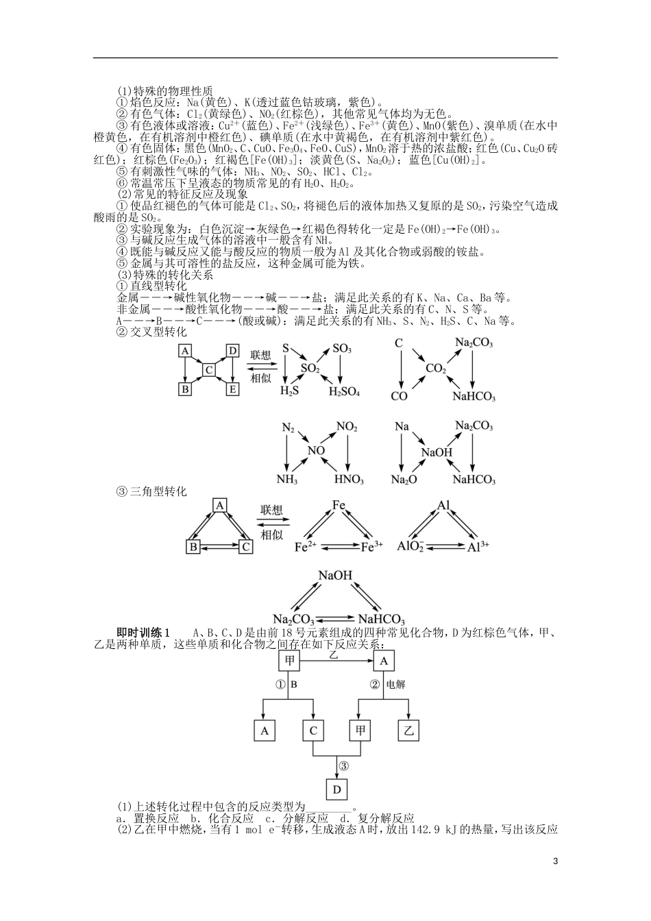 全国版高考化学二轮复习 专题三元素及其化合物3讲 无机物知识的综合应用 新人教版_第3页