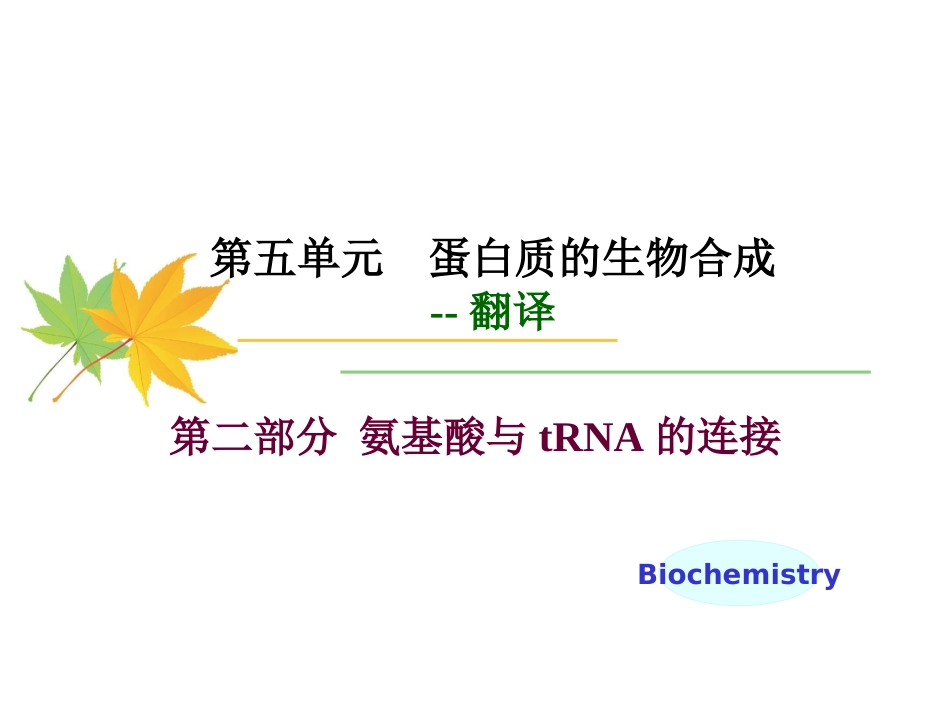 (16)--5-2 氨基酸与tRNA的连接分子生物学_第1页