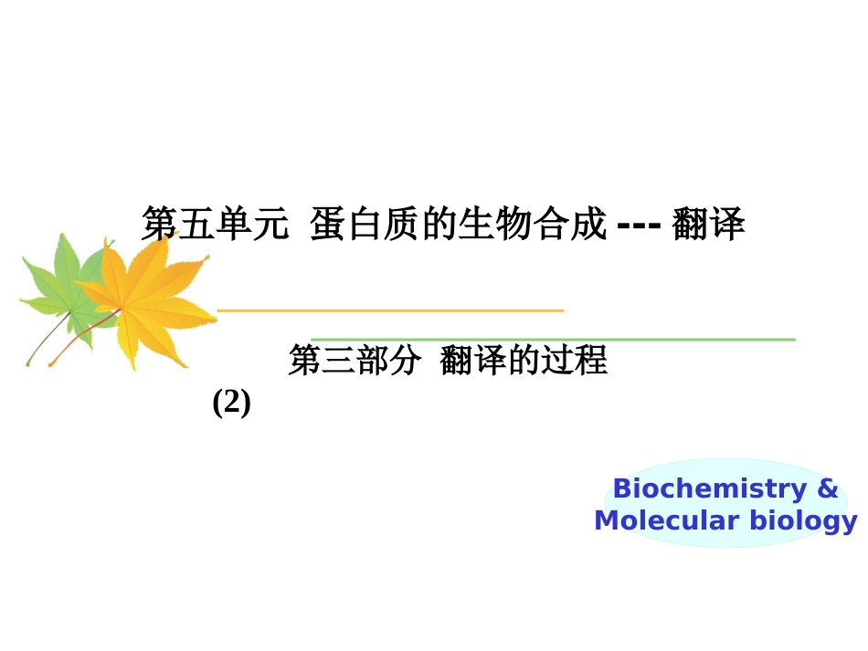 (18)--5-4 翻译的延长和终止_第1页