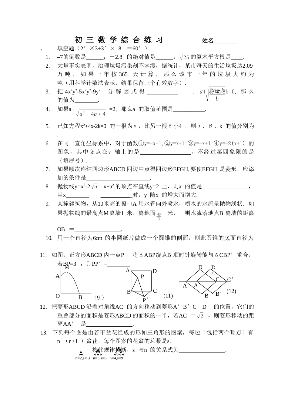24123中考数学综合练习一[共2页]_第1页