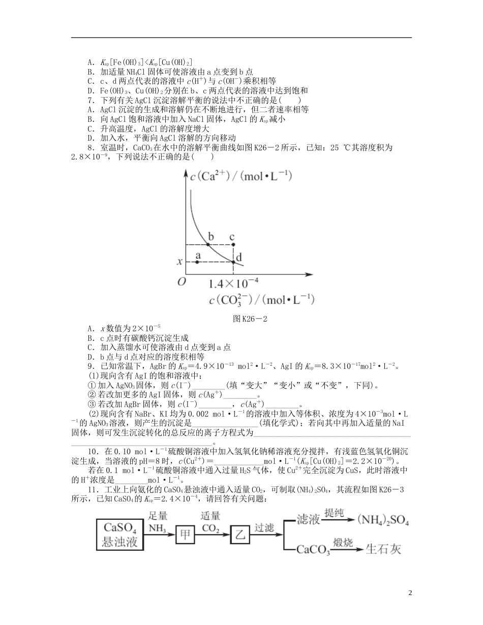 安徽专用2014届高三化学一轮复习 专讲专练基础热身能力提升挑战自我第26讲 难溶电解质的溶解平衡含详解_第2页