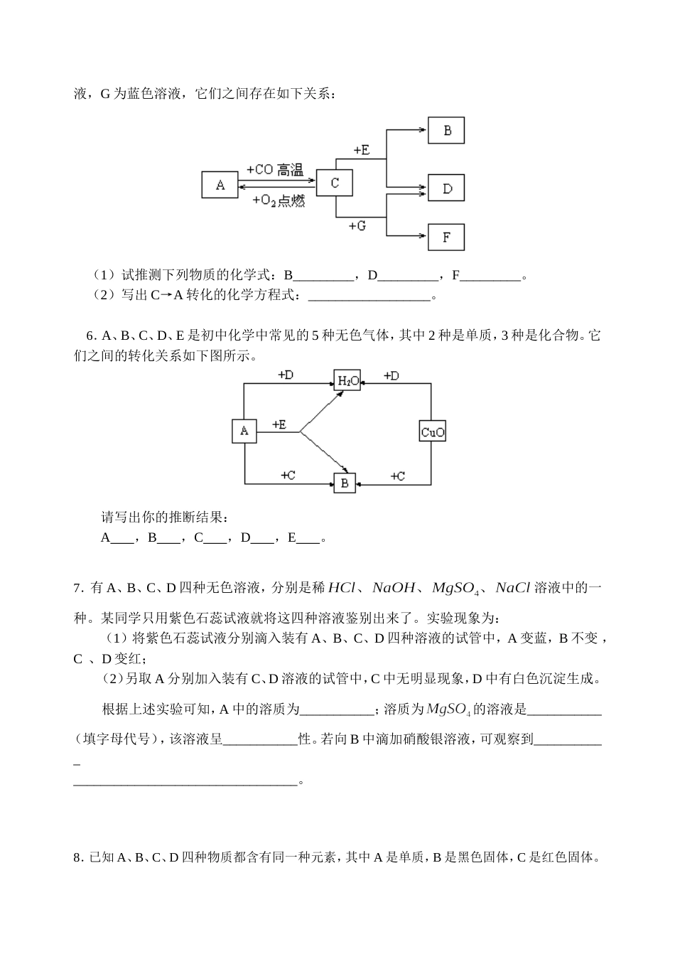 初中化学推断题专辑[共22页]_第3页