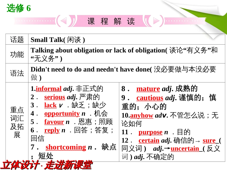 高中英语外研版：选修6Module1SmallTalk单词精讲_第2页