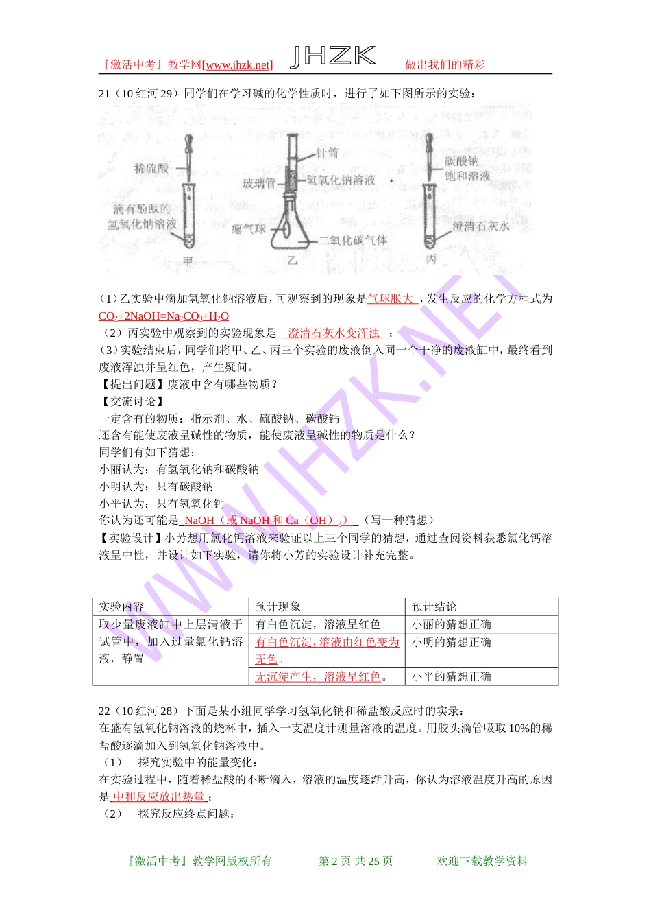 全国中考化学单元汇编之常见的酸和碱[共25页]_第2页