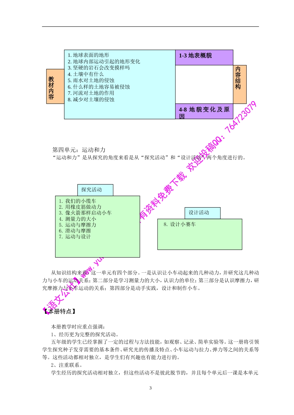 人教课标版五年级下册《科学》表格式备课资料_第3页