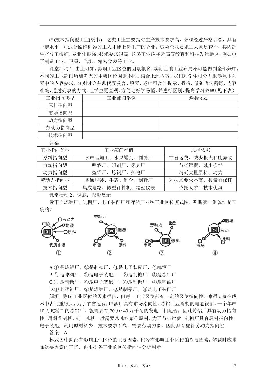 【鼎尖教案】高中地理 第五单元人类的生产活动和地理环境 5.6工业的区位选择 人教大纲版选修[共9页]_第3页