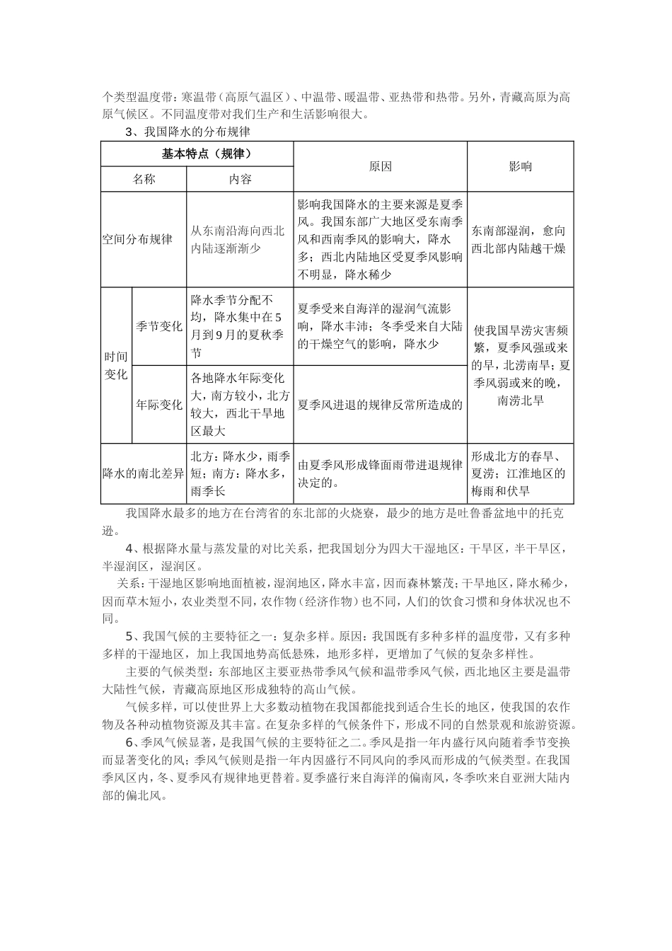 八年级地理上复习提纲 湘教版_第3页
