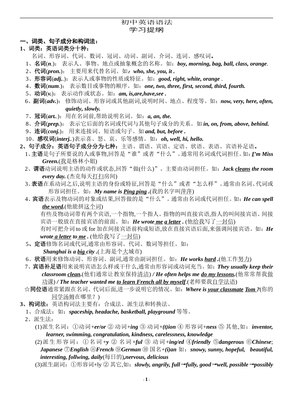 初中英语语法大纲新人教整理_第1页