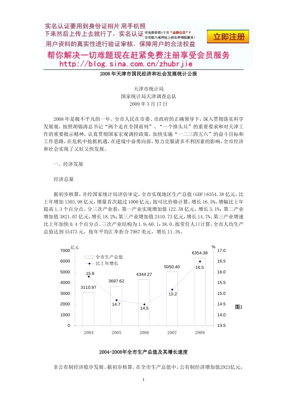 天津国民经济统计公报专业_第1页