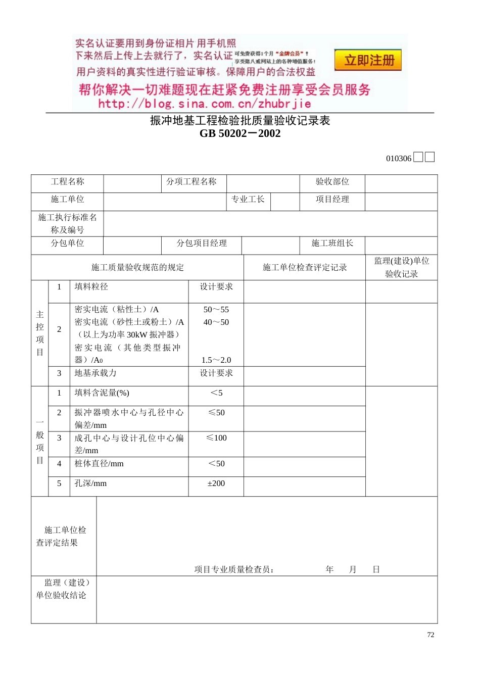 136振冲地基工程检验批质量验收记录表[共2页]_第1页