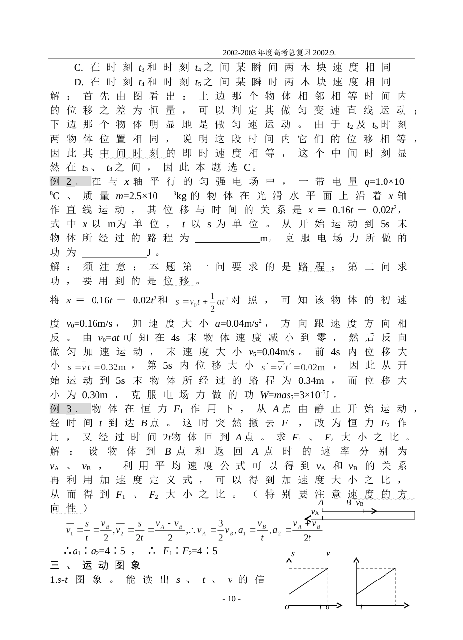 20022003总复习第二章质点的运动_第3页