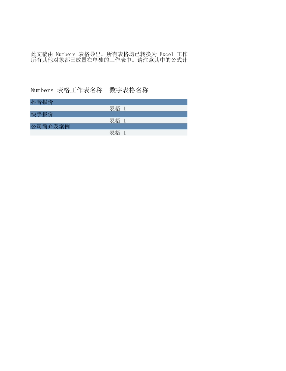 青瓜视频MCN机构KOL资源报价[共页]_第1页