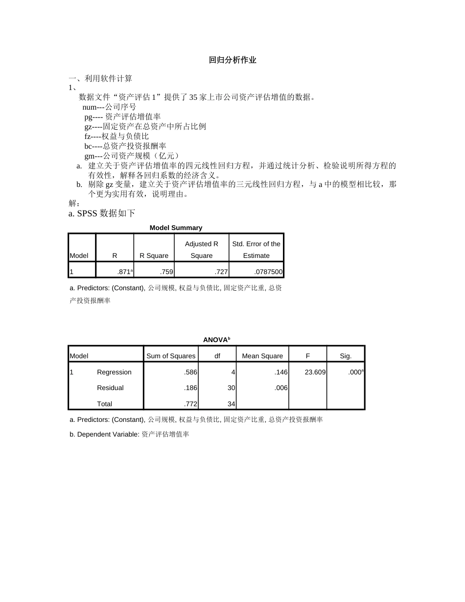 SPSS回归分析作业[共22页]_第1页