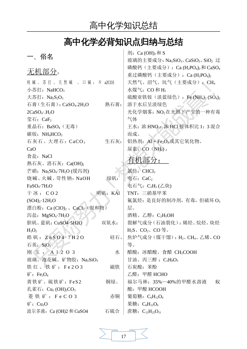 超全高中化学经典知识点总结[32页]_第1页