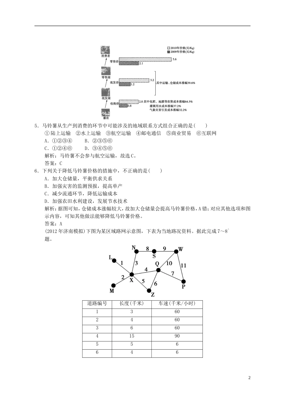 【高考领航】年高考地理总复习 33 地域联系练习 中图版必修2_第2页