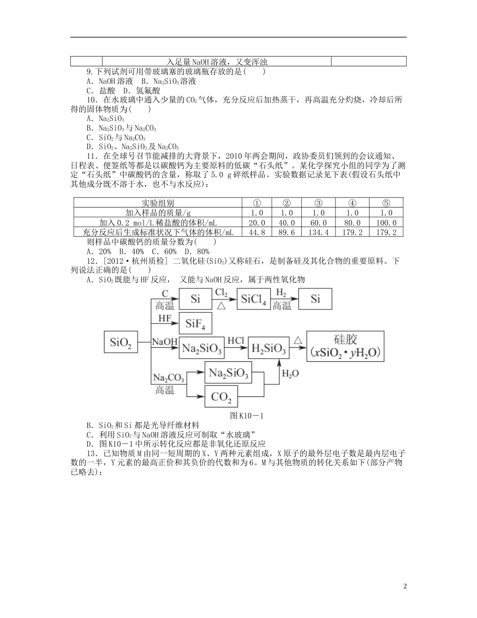 安徽专用2014届高三化学一轮复习 专讲专练基础热身能力提升挑战自我第10讲　无机非金属材料的主角 硅含详解_第2页