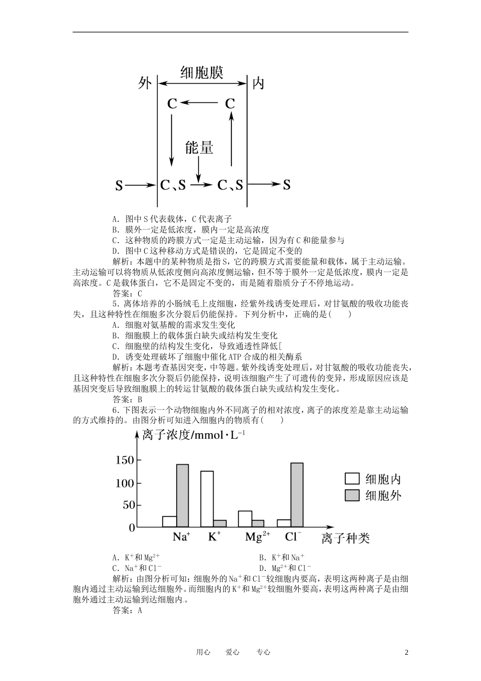 【红对勾】届高考生物一轮复习课时作业 9生物膜的流动镶嵌模型跨膜运输方式 新人教版_第2页